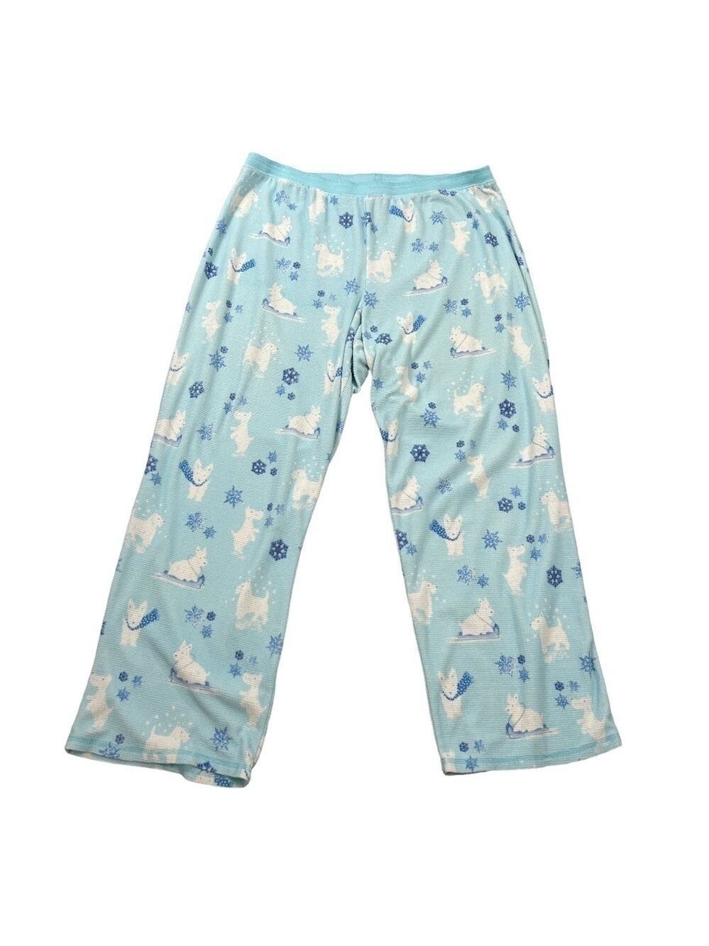 Blue White Soft Cozy Dogs in Snow Pajama Pants Bottoms Size XXL